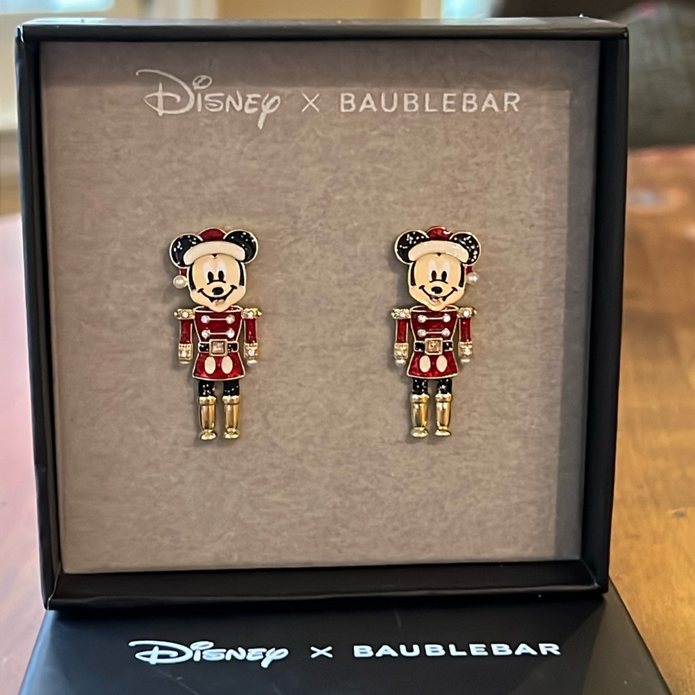 Disney X Baublebar Mickey Mouse Santa Nutcracker Festive Drop Earrings